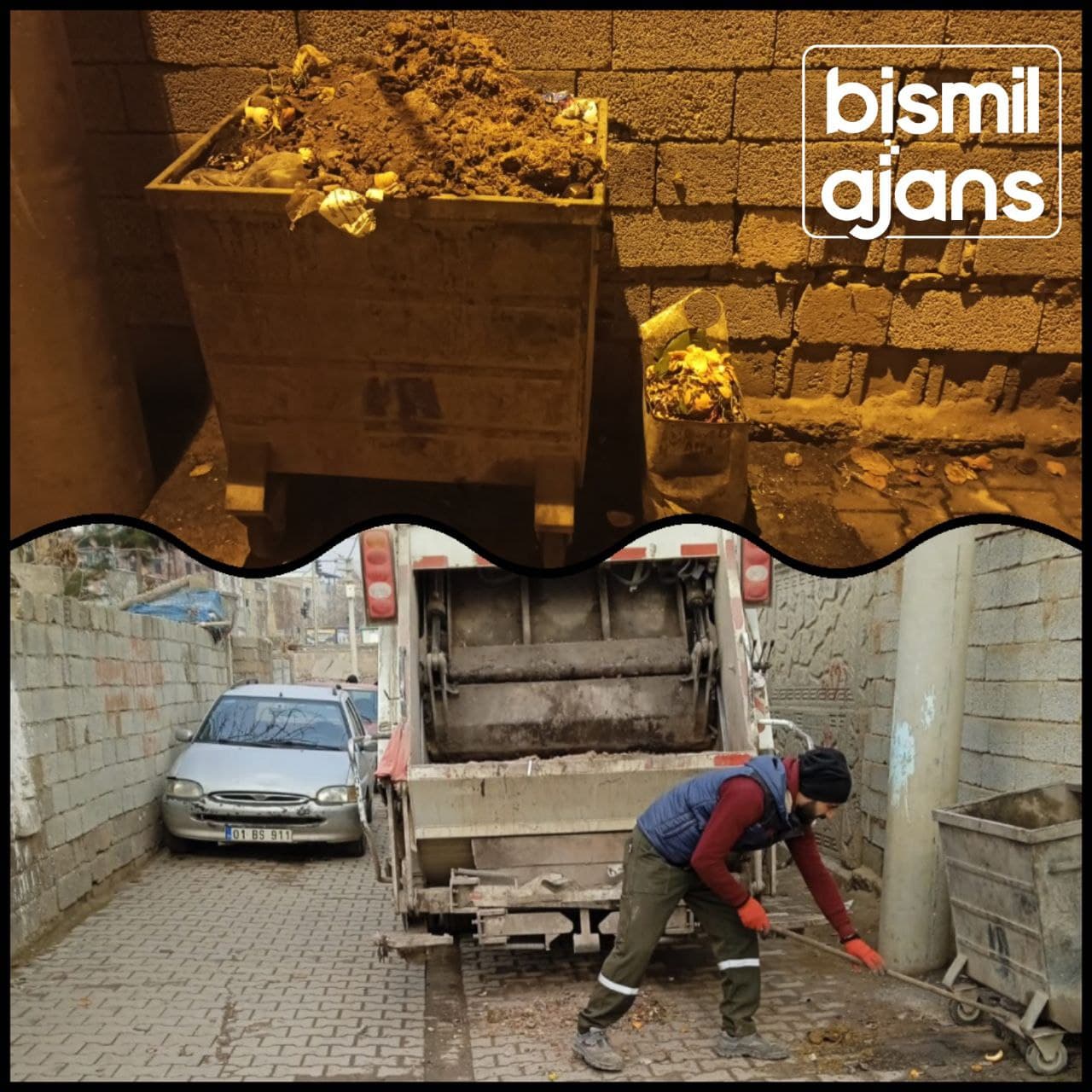 Bismil Belediyesi Temizlik Görevlileri Mahalledeki Çöpleri Topladı