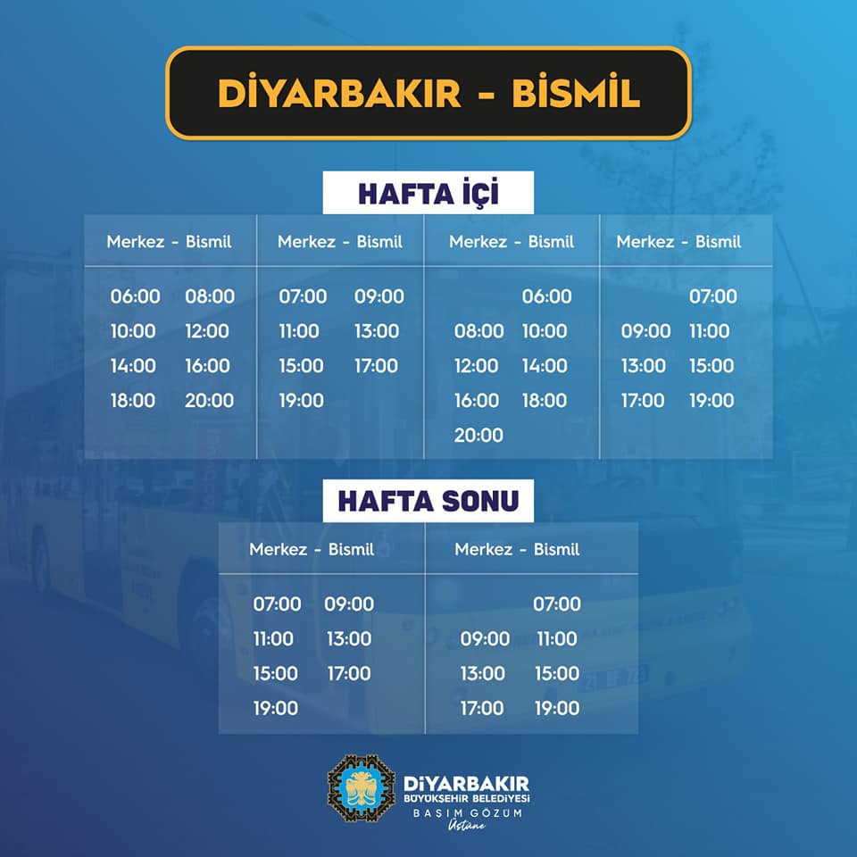 Bismil - Diyarbakır Arası Belediye'ye Ait toplu taşıma araçları hizmet saatleri değişti